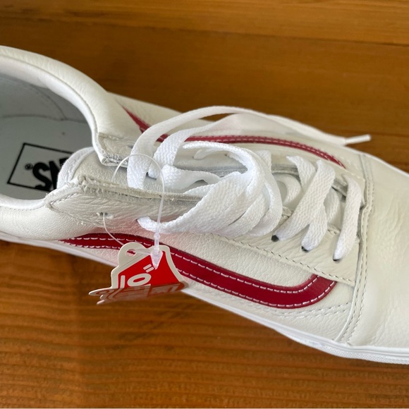 Vans Old skool leather pop red/cream shoes size 9 - Picture 2 of 10
